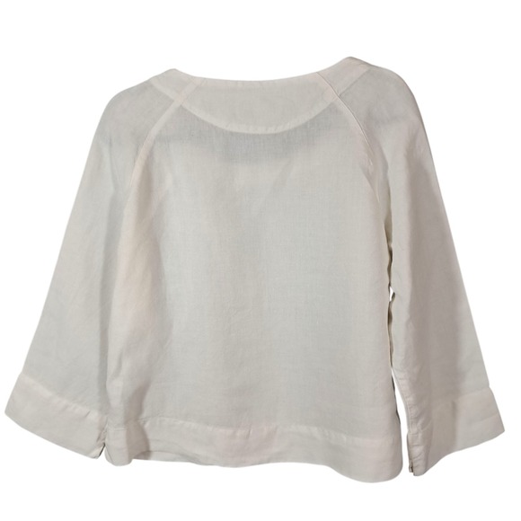 OSKA Long Sleeve‎ Boxy Blouse Off White Sz 2 Linen Lagenlook Layering Breathable - Picture 2 of 11